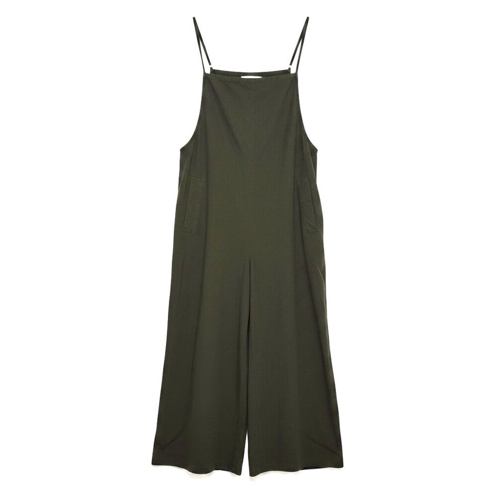 Yesno Overall Jumpsuit Romper Wide Leg Crop Baggy Loose Fit Green XS